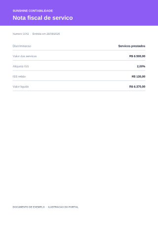 Prévia da primeira página da nota fiscal